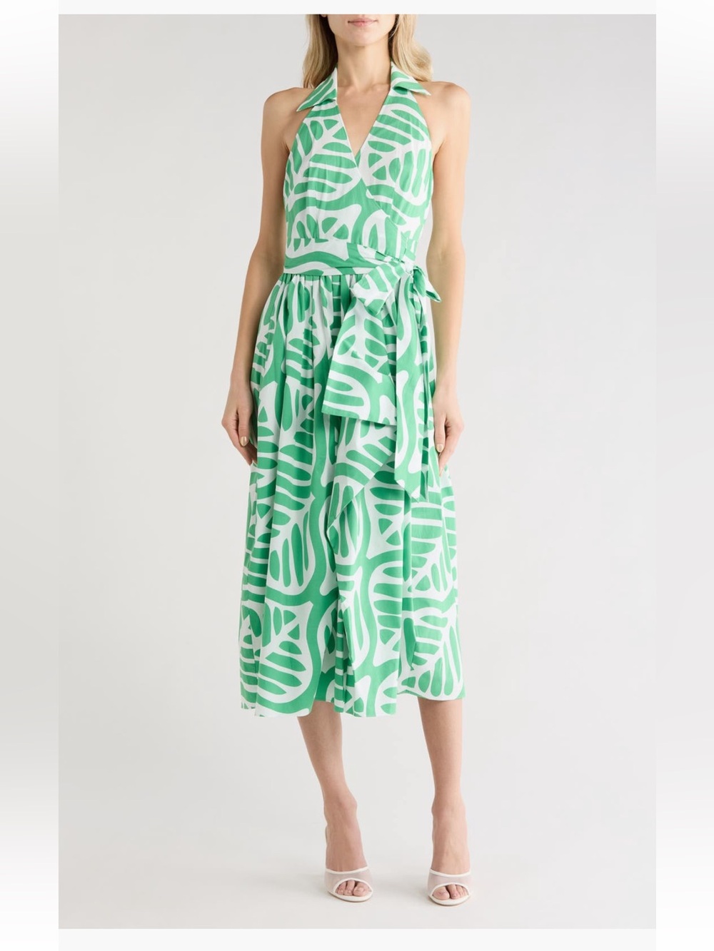 Diane Von Furstenberg Nova Wrap Halter Midi Dress